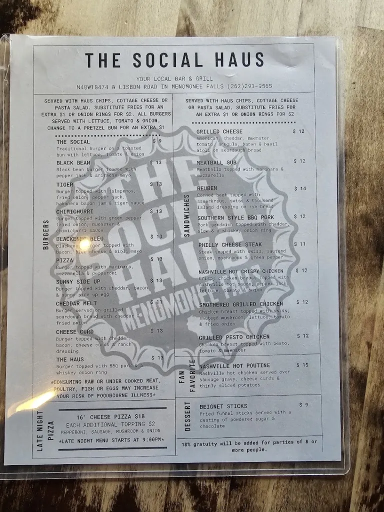 Menu_The Social Haus_Menomonee Falls, WI_image_old_1