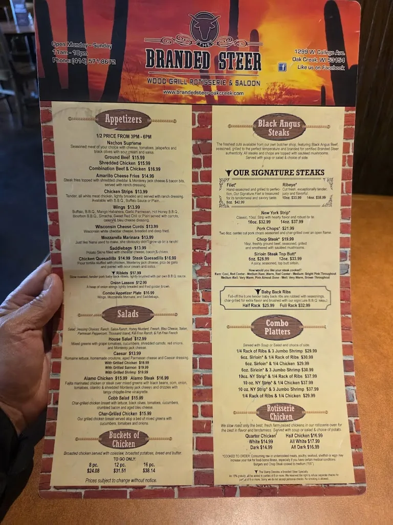 Menu_The Branded Steer | Wood-Grilled Rotisserie & Saloon_Oak Creek, WI_image_old_2