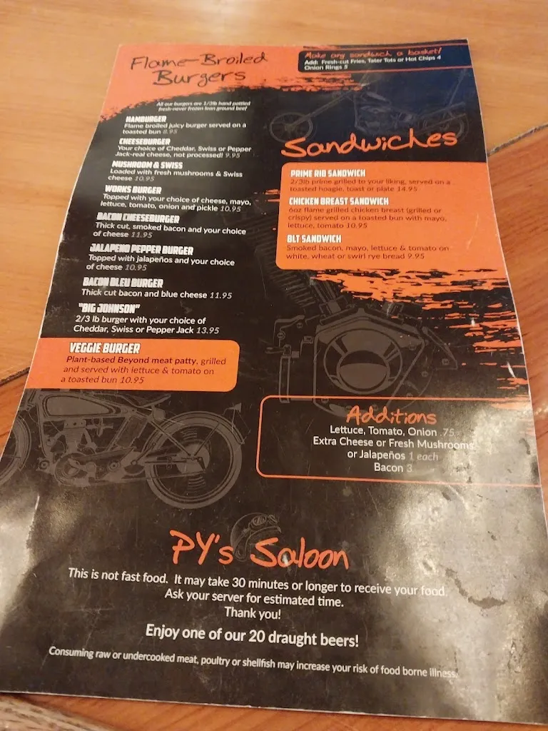 Menu_PY's Saloon_Osceola, WI_image_old_2
