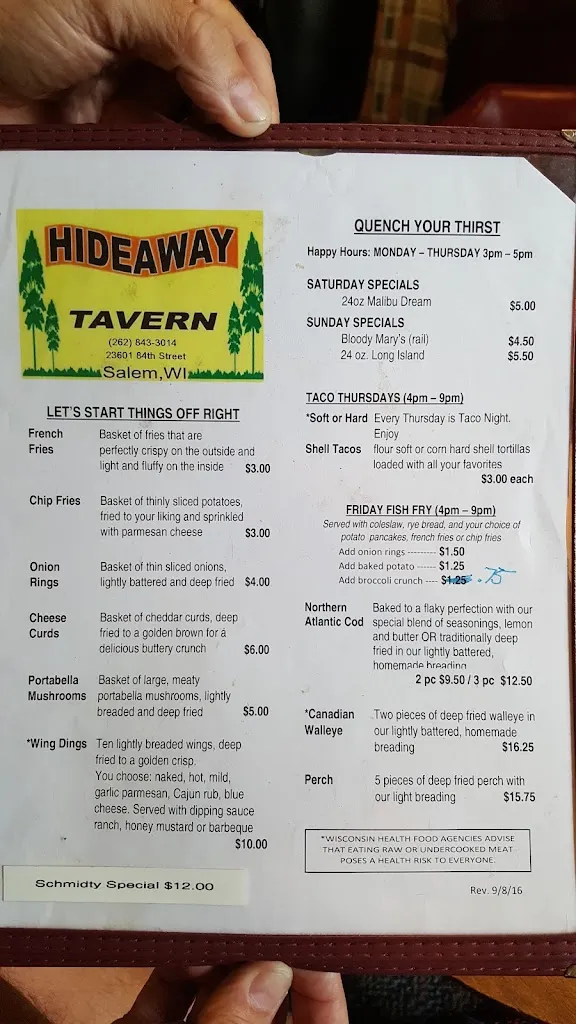 Menu_Hideaway_Salem Lakes, WI_image_old_3