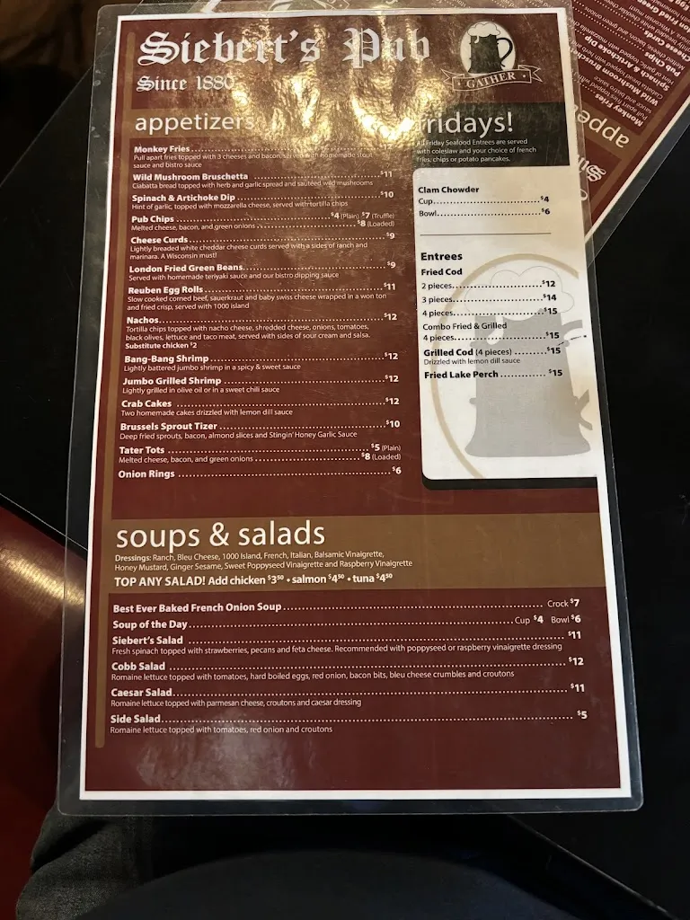 Menu_Sieberts Pub_Salem Lakes, WI_image_old_2