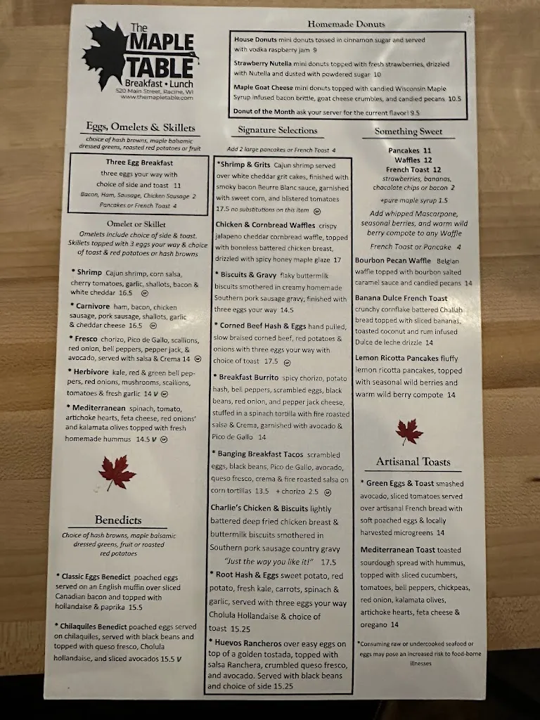Menu_The Maple Table_Racine, WI_image_old_2