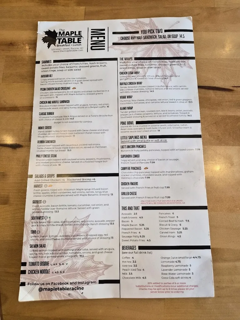 Menu_The Maple Table_Racine, WI_image_old_3