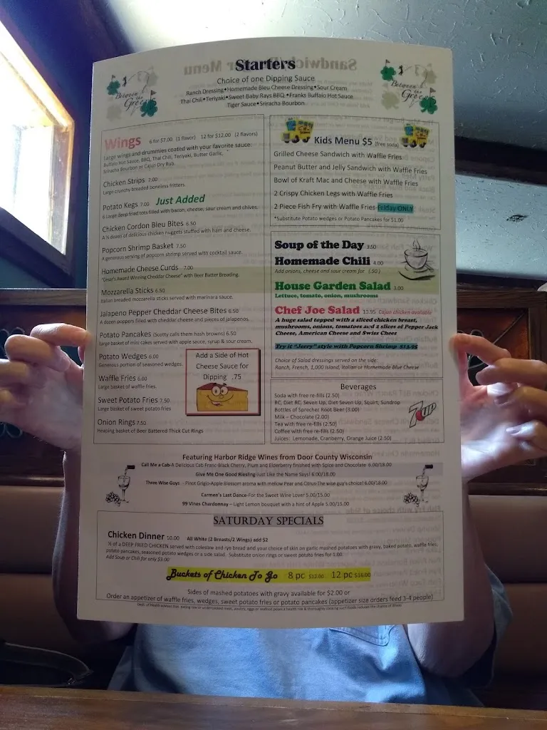 Menu_Between the Greens_Saukville, WI_image_old_1