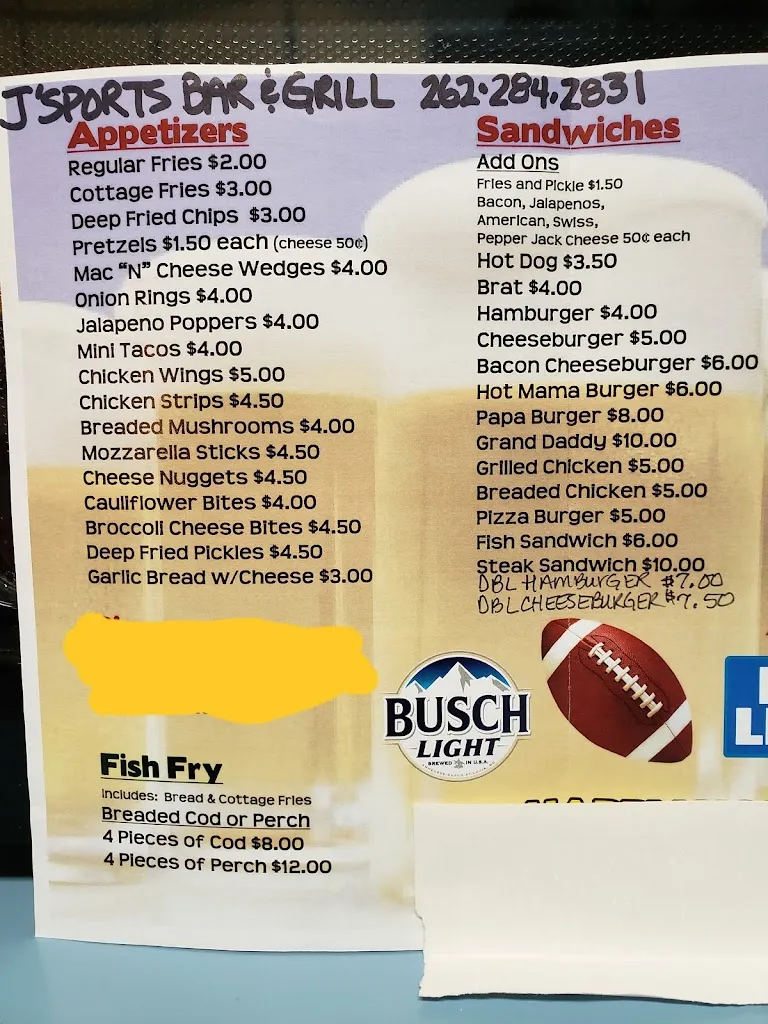 Menu_J'Sports Bar & Grill_Saukville, WI_image_old_1