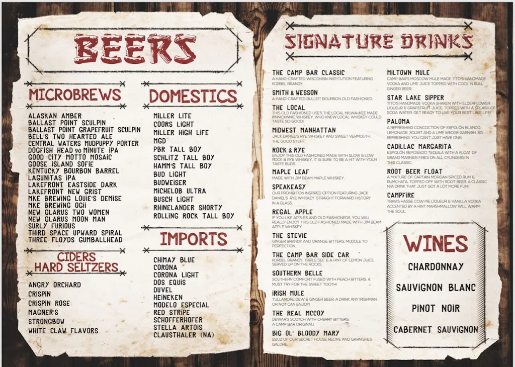 Menu_Camp Bar | Shorewood_Shorewood, WI_image_old_1