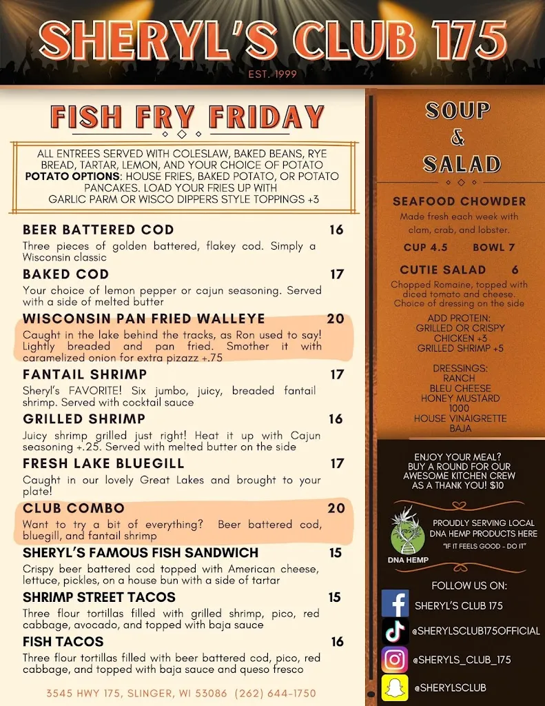 Menu_Sheryl's Club 175_Slinger, WI_image_old_3