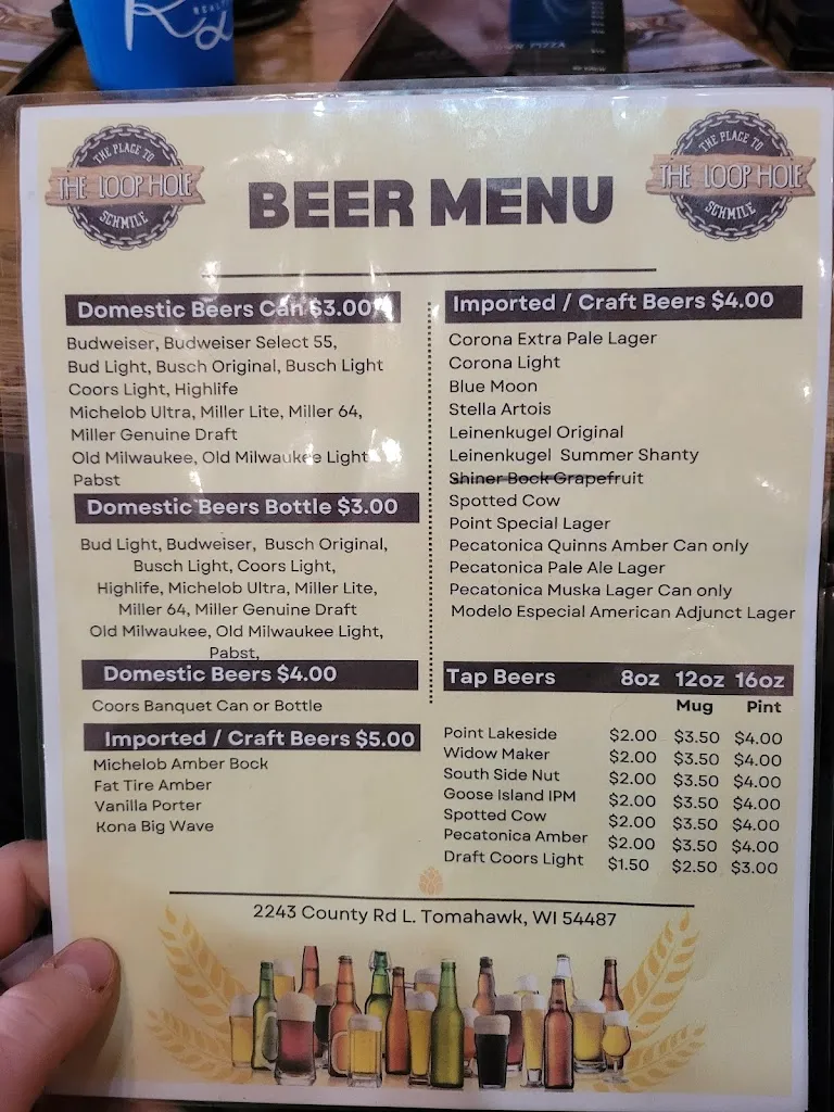 Menu_The Loop Hole LLC_Tomahawk, WI_image_old_2