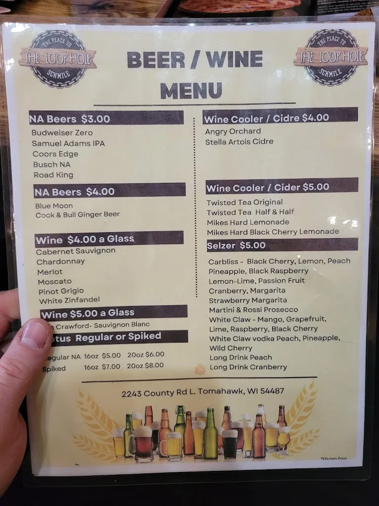 Menu_The Loop Hole LLC_Tomahawk, WI_image_old_3