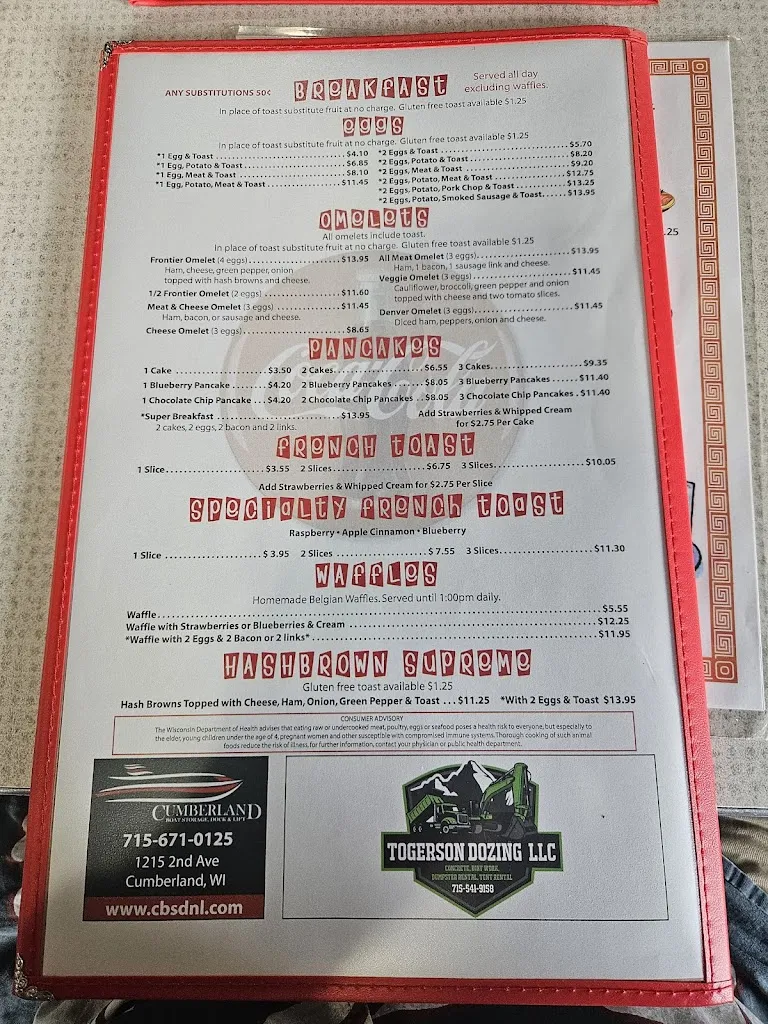 Menu_The New Frontier_Turtle Lake, WI_image_old_1