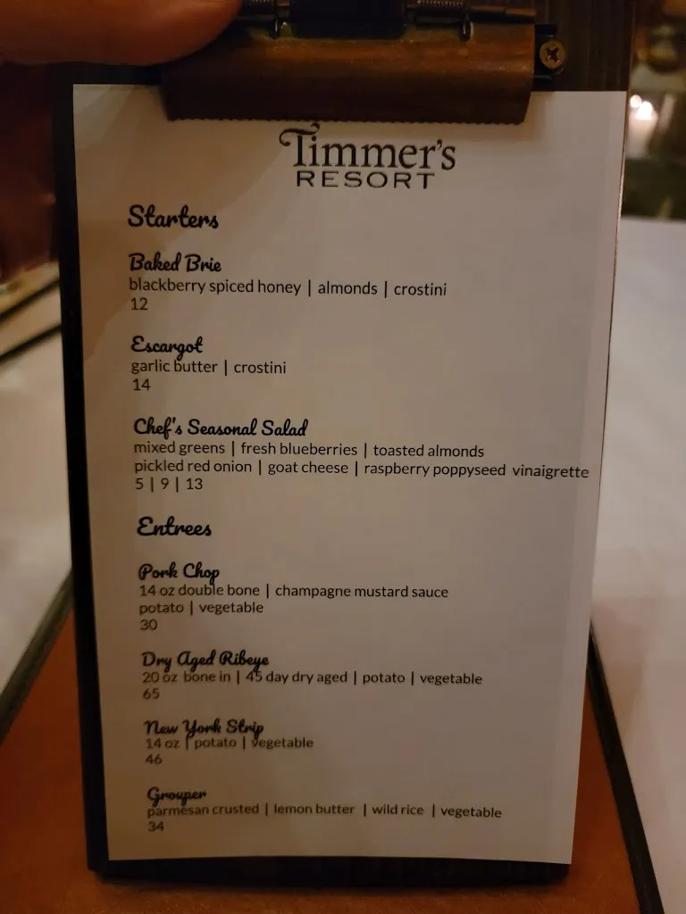 Menu_Timmer's Resort_West Bend, WI_image_old_2