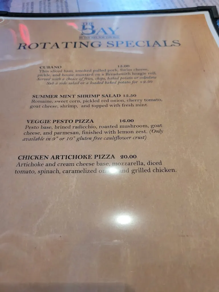Menu_The Bay Restaurant_Whitefish Bay, WI_image_old_1