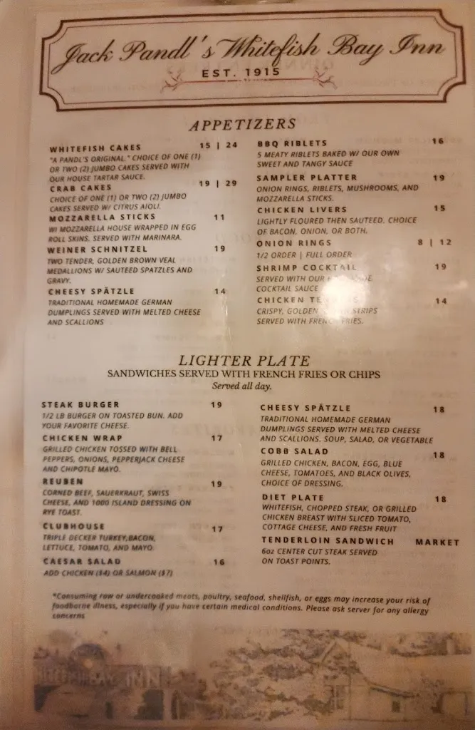 Menu_Jack Pandl's Whitefish Bay Inn_Whitefish Bay, WI_image_old_3