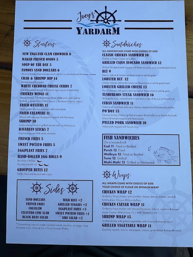 Menu_Joeys Yardarm_Racine, WI_image_old_2