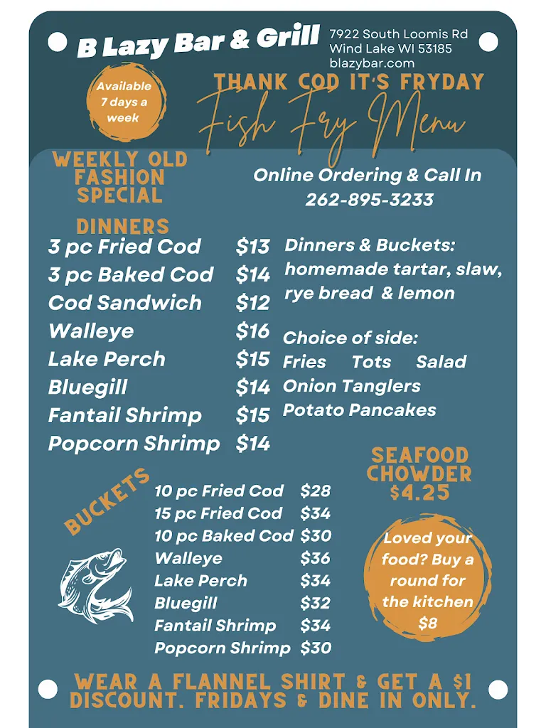 Menu_B-Lazy Bar & Grill_Wind Lake, WI_image_old_2