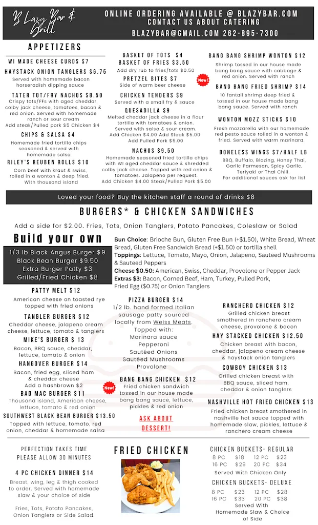 Menu_B-Lazy Bar & Grill_Wind Lake, WI_image_old_3
