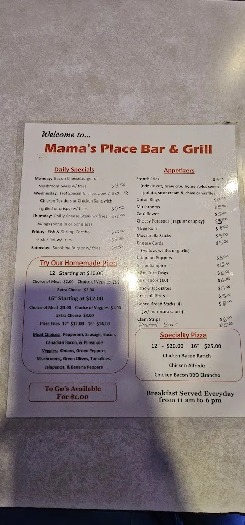 Menu_Mama's Place_Wittenberg, WI_image_old_2