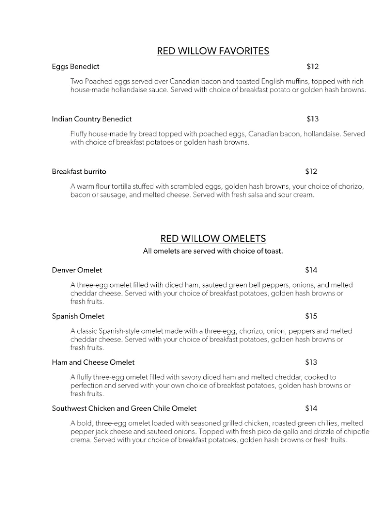 Menu_Red Willow Restaurant_Riverton, WY_image_old_3