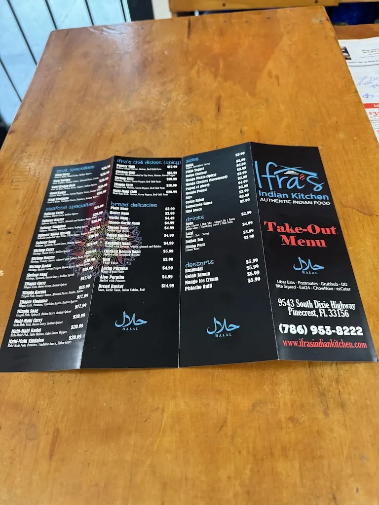 Menu_Ifra’s Indian Kitchen_Pinecrest, FL_image_old_1