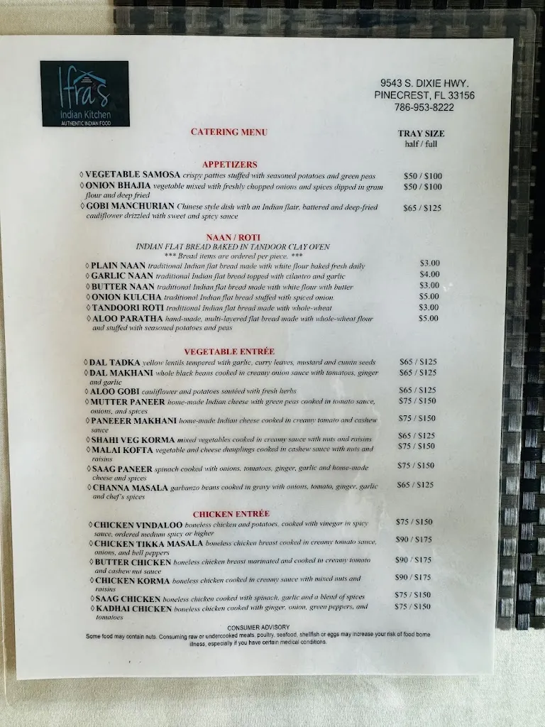 Menu_Ifra’s Indian Kitchen_Pinecrest, FL_image_old_2