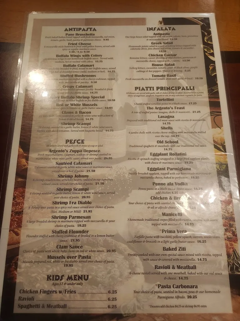 Menu_Argento's Italian Bistro_Port Richey, FL_image_old_3
