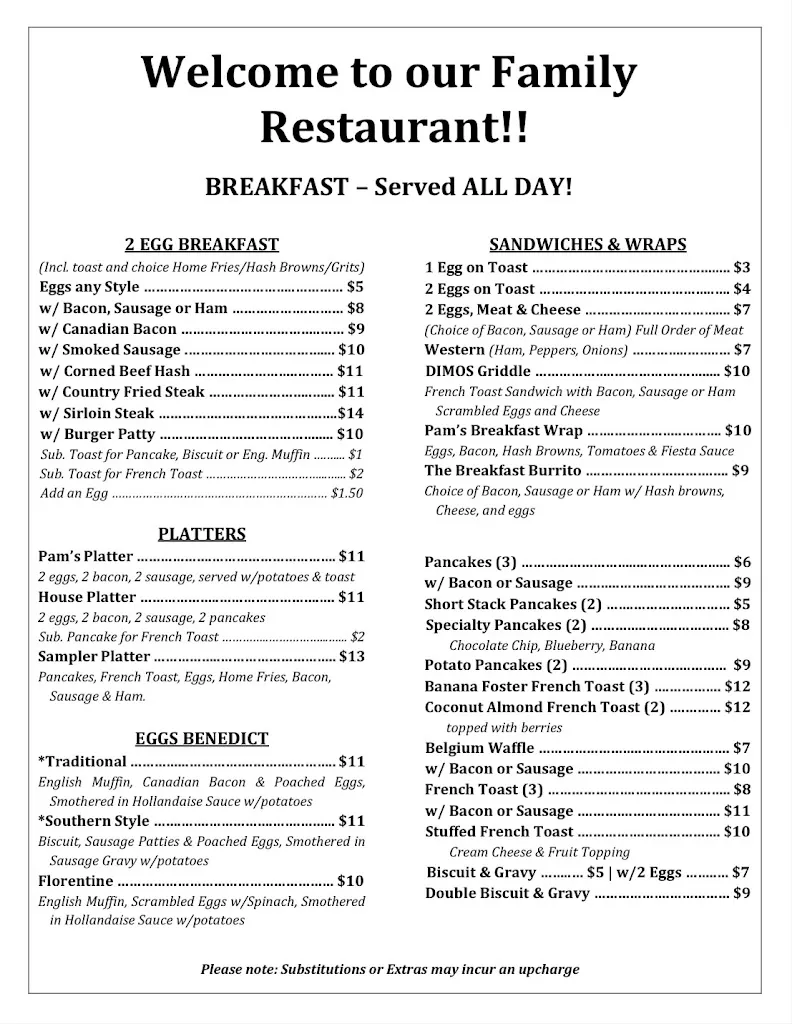 Menu_Pam's Country Restaurant_Port Richey, FL_image_old_2