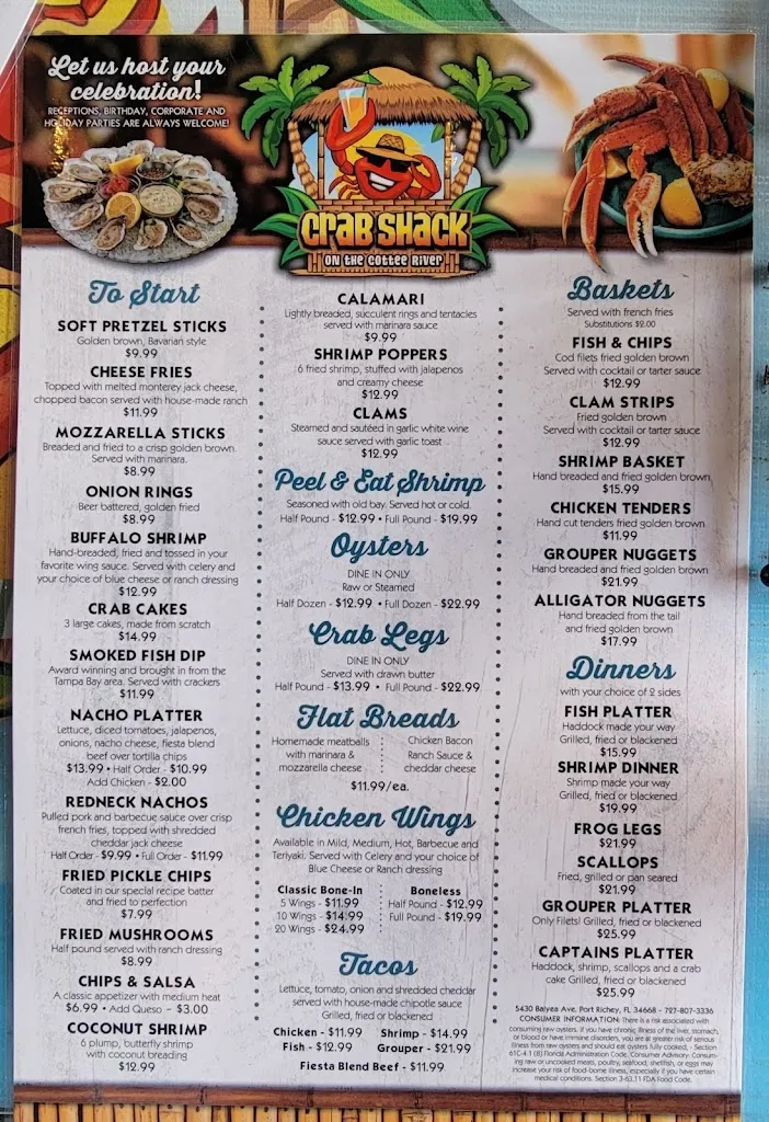 Menu_Crab Shack_Port Richey, FL_image_old_1