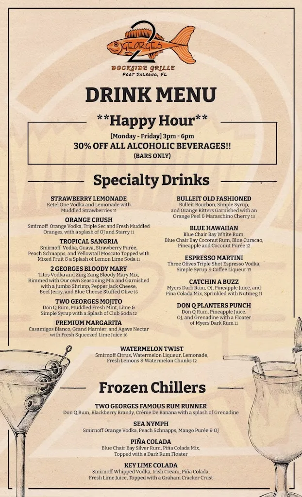 Menu_Two Georges Dockside Grille_Stuart, FL_image_old_3
