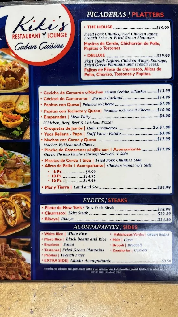 Menu_Kiki's Restaurant & Lounge_Tampa, FL_image_old_2