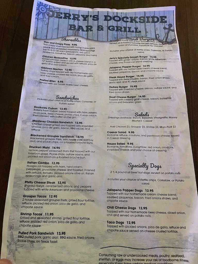 Menu_Jerry's Dockside Bar & Grill_Gibsonton, FL_image_old_1