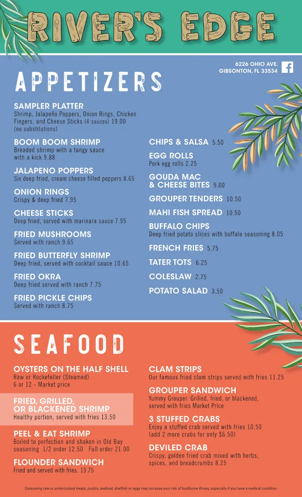 Menu_The River's Edge Bar & Grill_Gibsonton, FL_image_old_2