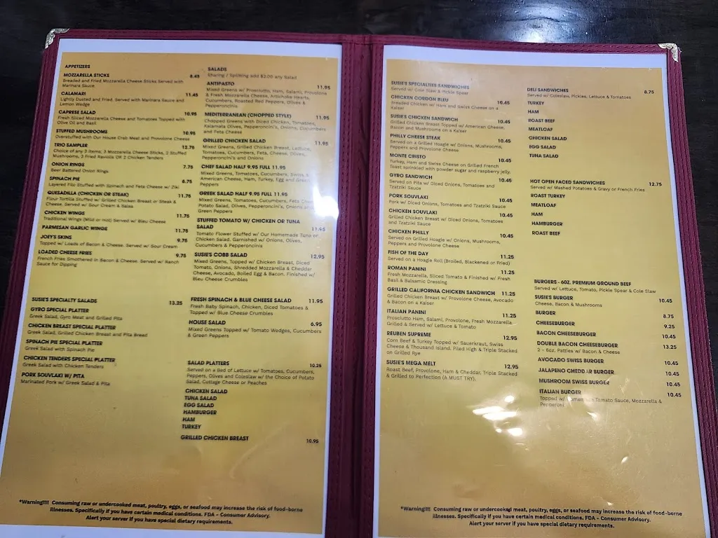 Menu_Susie's Grill_Spring Hill, FL_image_old_2
