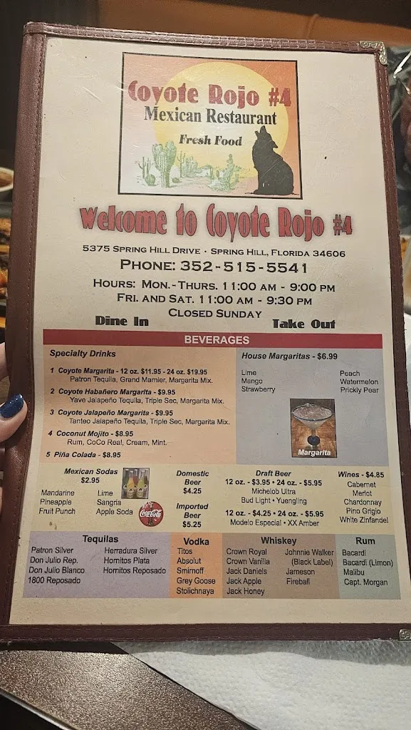 Menu_Coyote Rojo #4_Spring Hill, FL_image_old_1