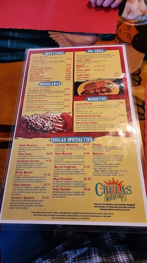 Menu_Chulas Mexican Restaurant_Spring Hill, FL_image_old_3