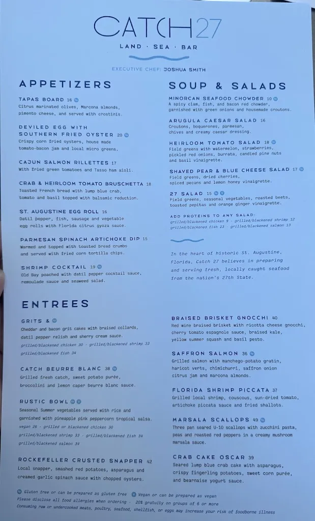 Menu_Catch 27_St. Augustine, FL_image_old_2