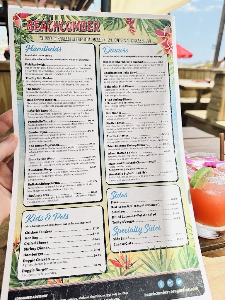 Menu_Beachcomber St. Augustine_St Augustine Beach, FL_image_old_3