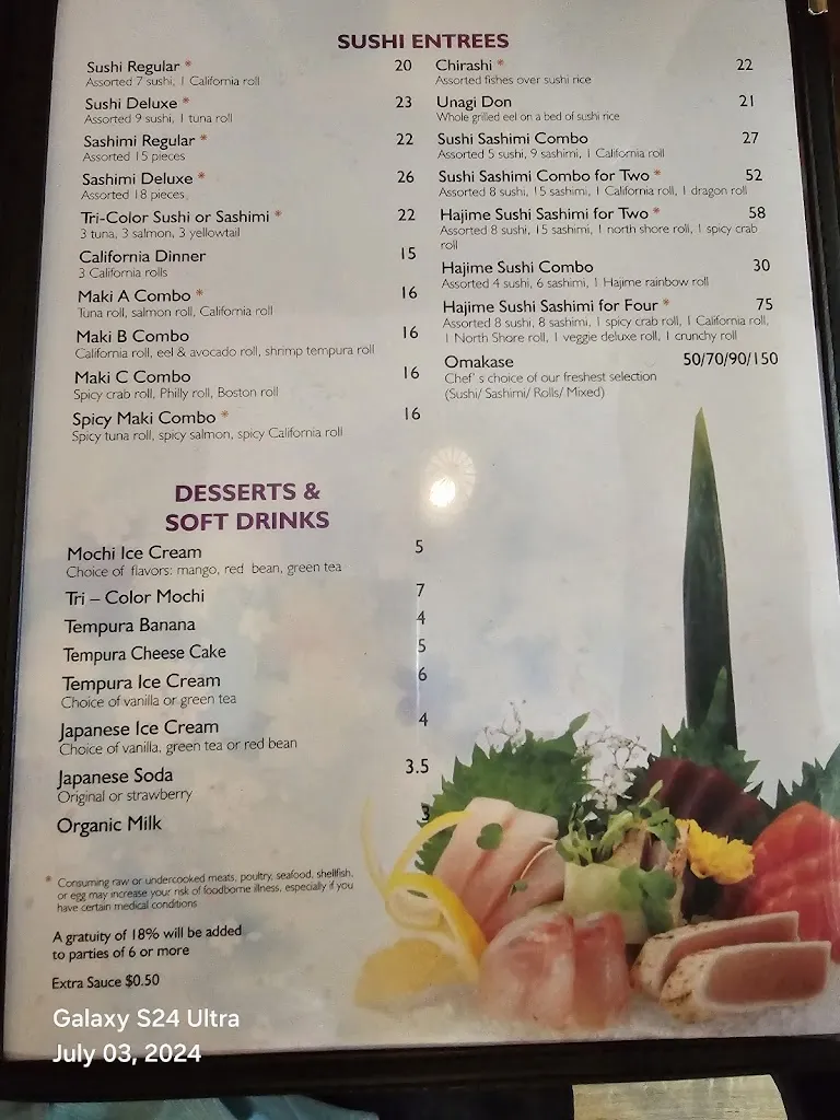 Menu_Hajime St.Cloud_St Cloud, MN_image_old_2