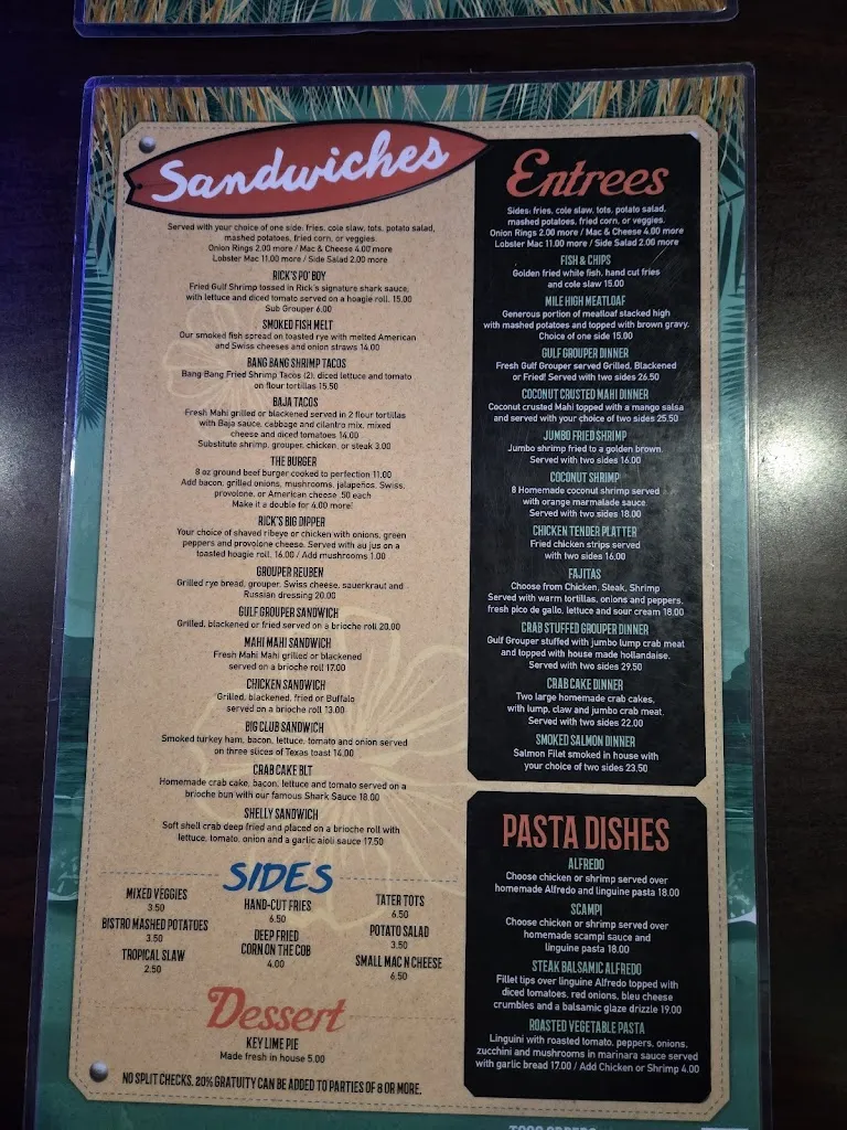 Menu_Rick's Reef_St Pete Beach, FL_image_old_3