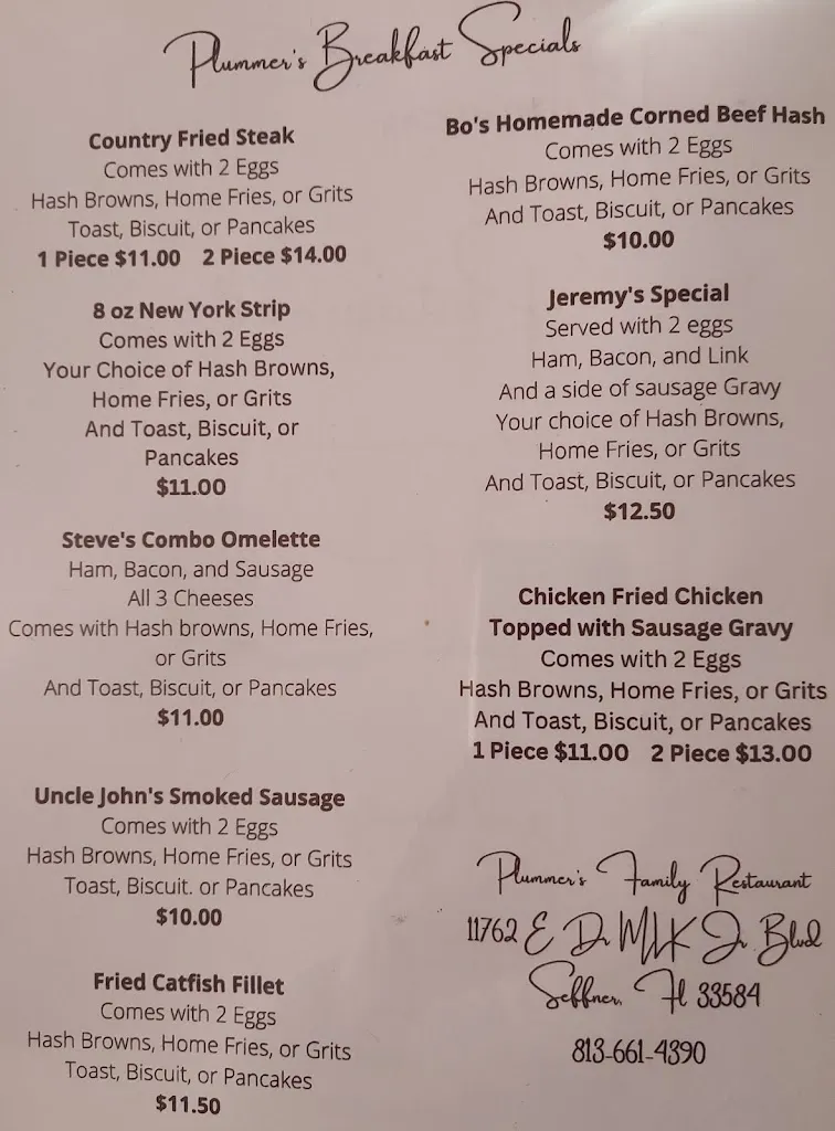 Menu_Plummer's Family Restaurant_Seffner, FL_image_old_1