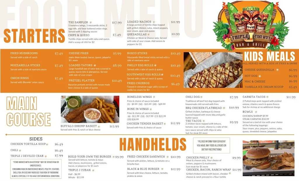 Menu_TRIPLE J Tiki Hut Bar & Grill_Seffner, FL_image_old_1