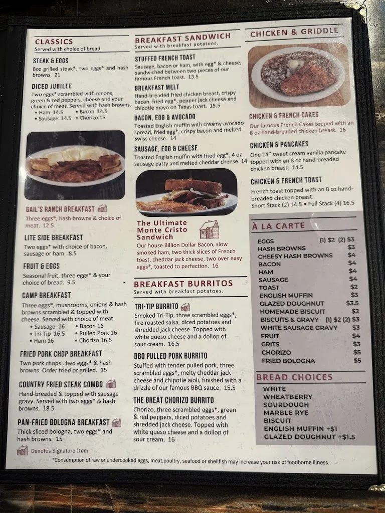 Menu_Billy Gail's_Branson, MO_image_old_1