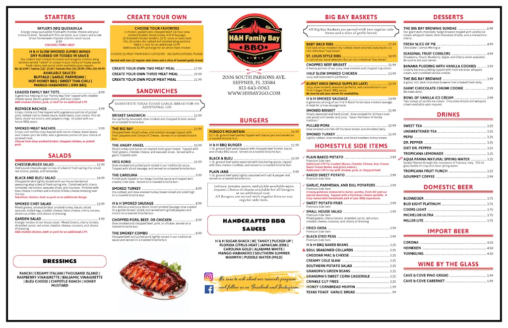 Menu_H & H Family Bay BBQ_Seffner, FL_image_old_3