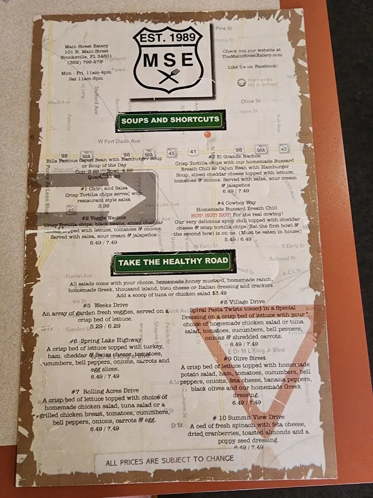 Menu_Main Street Eatery_Brooksville, FL_image_old_1