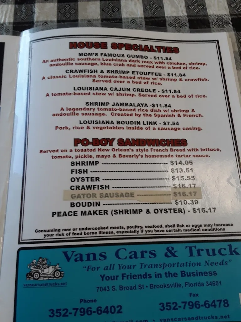 Menu_A Taste of New Orleans_Brooksville, FL_image_old_2