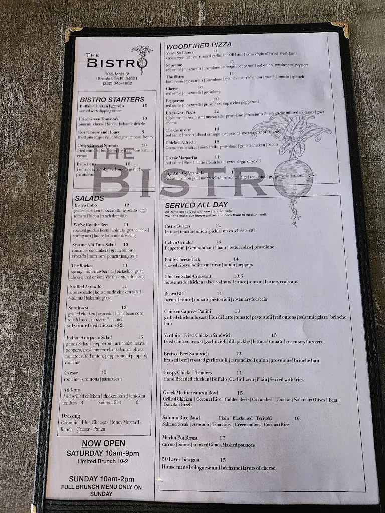 Menu_The Bistro_Brooksville, FL_image_old_2