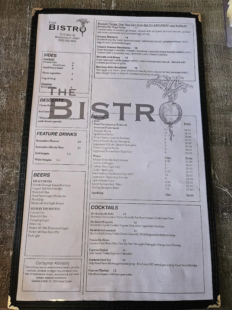 Menu_The Bistro_Brooksville, FL_image_old_3