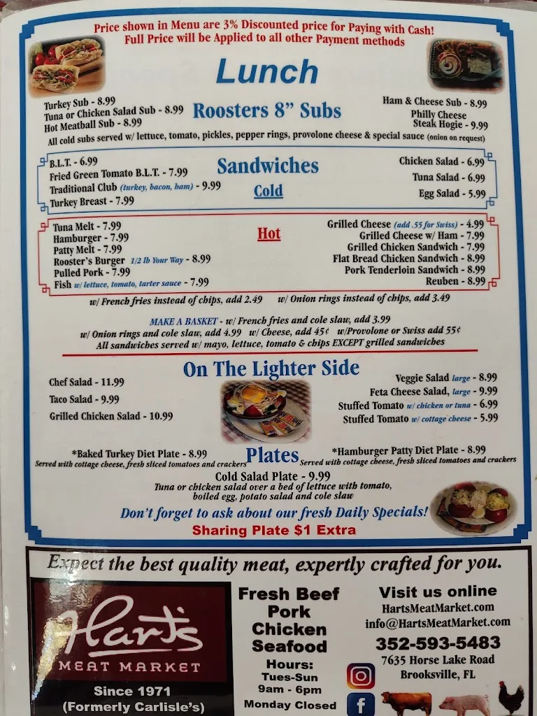 Menu_Roosters Cafe_Brooksville, FL_image_old_2