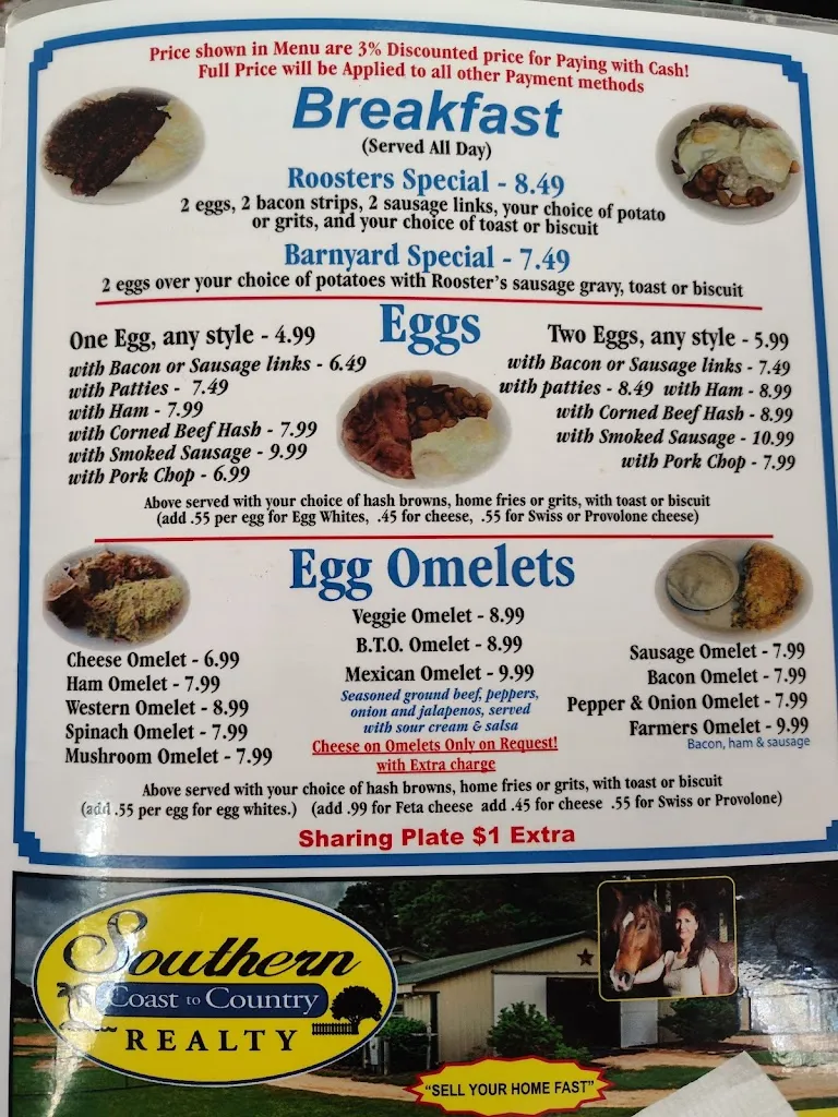 Menu_Roosters Cafe_Brooksville, FL_image_old_3