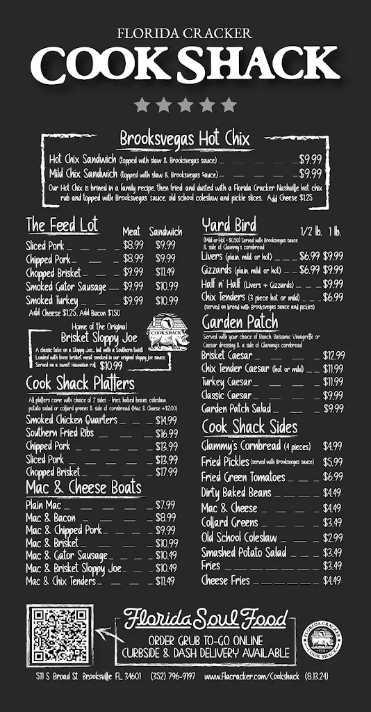 Menu_Florida Cracker Cook Shack_Brooksville, FL_image_old_1