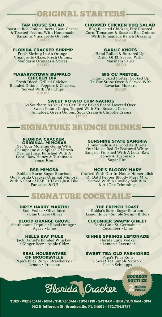Menu_Florida Cracker Tap Room and Bourbon Bar_Brooksville, FL_image_old_2